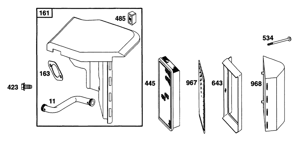 Air Cleaner Grp Diagram and Parts List for 226432-0057-XX  Briggs and Stratton Engine